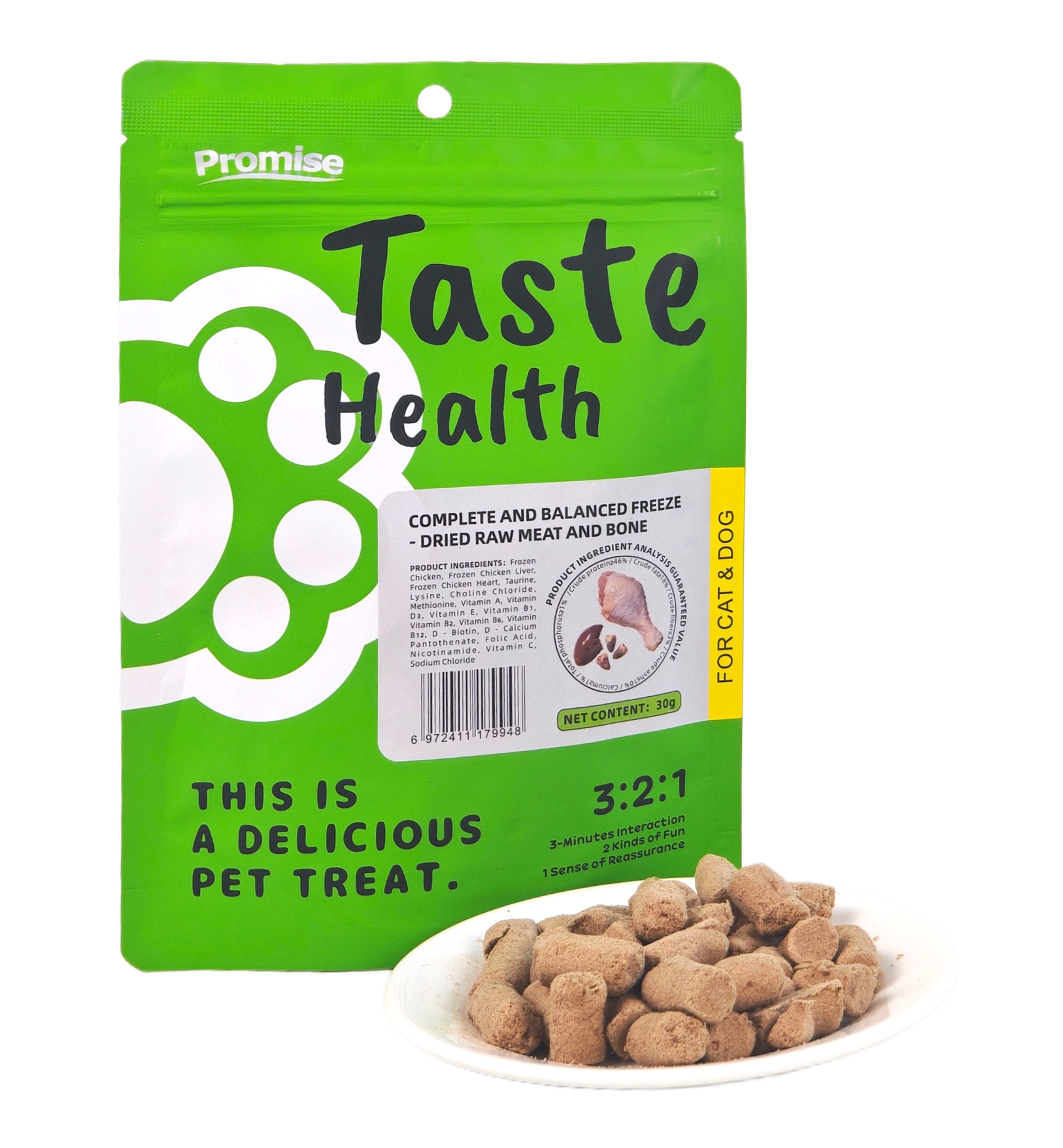 Freeze-dried raw meat and bones