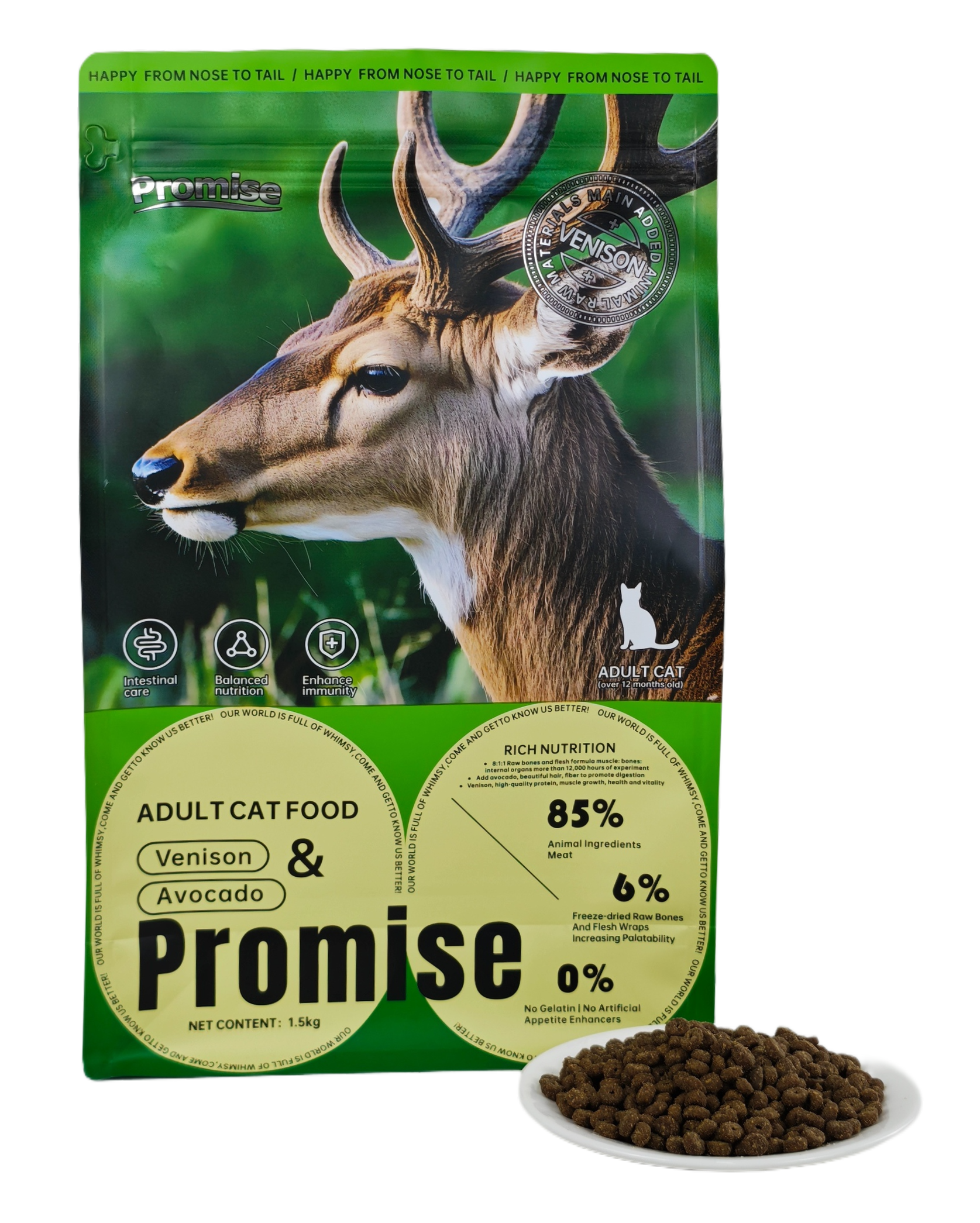 Venison and avocado cat food
