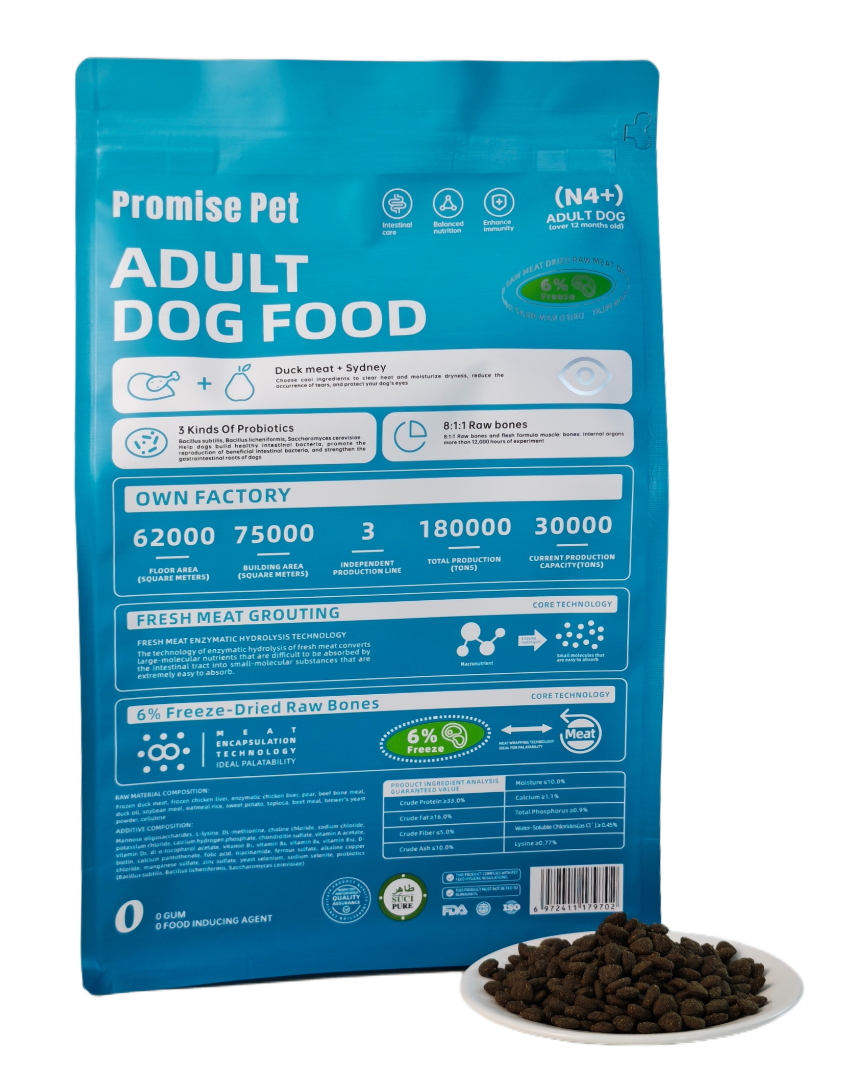 Duck and pear dog food