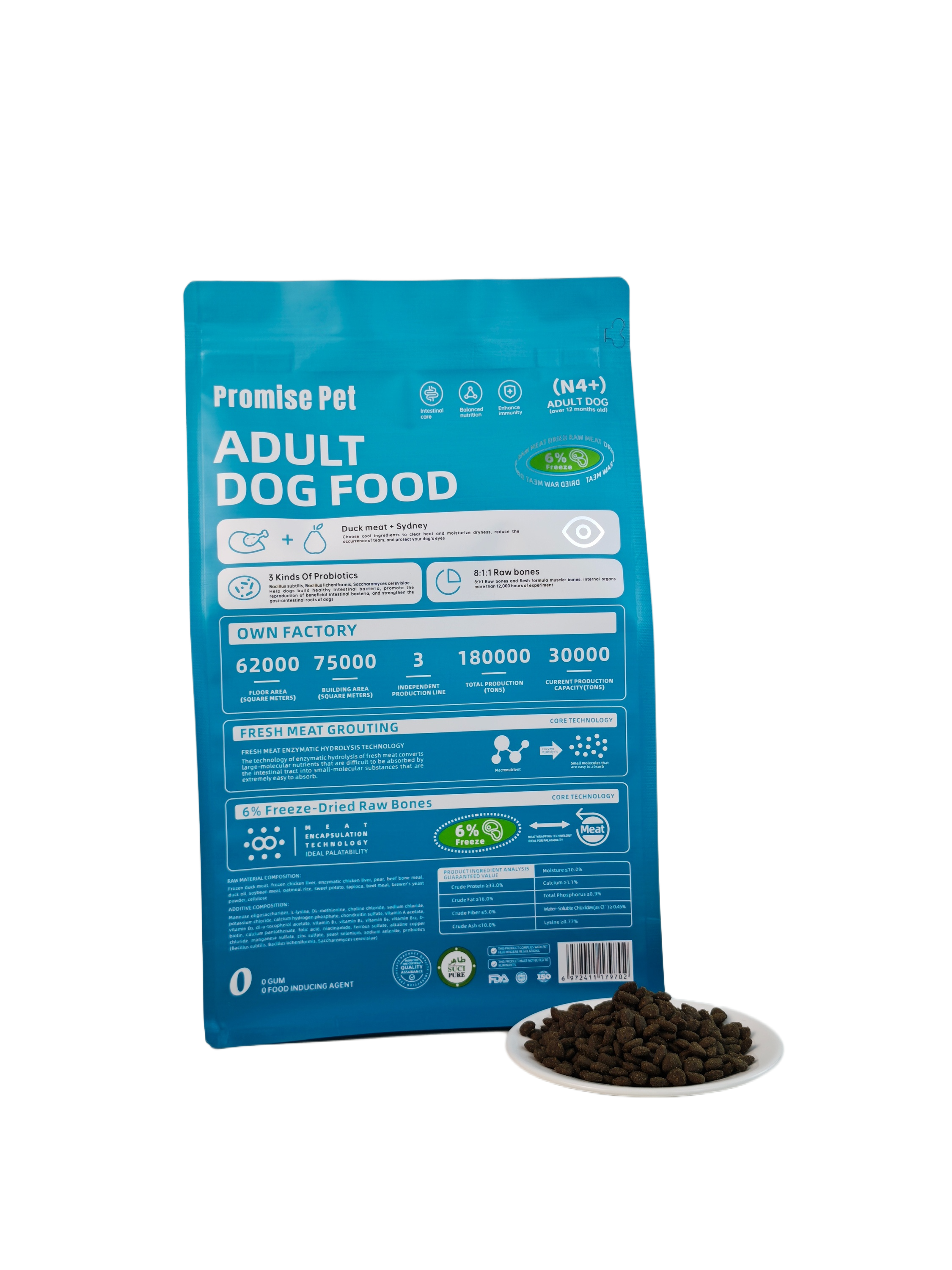 Duck and pear dog food