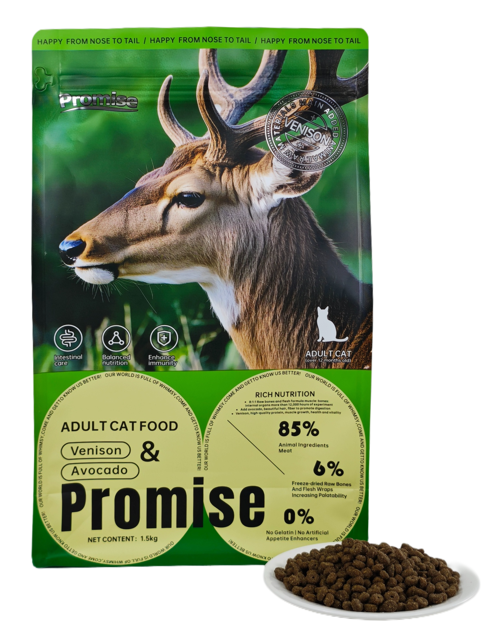Venison and avocado cat food