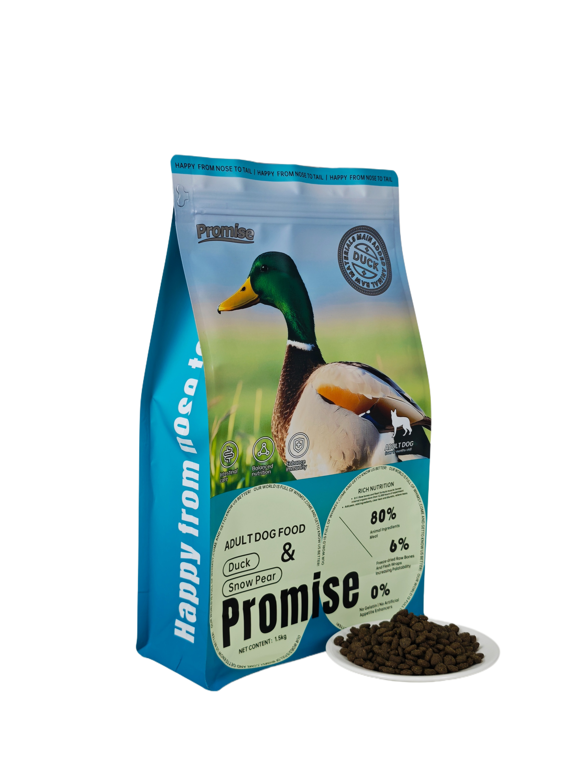 Duck and pear dog food