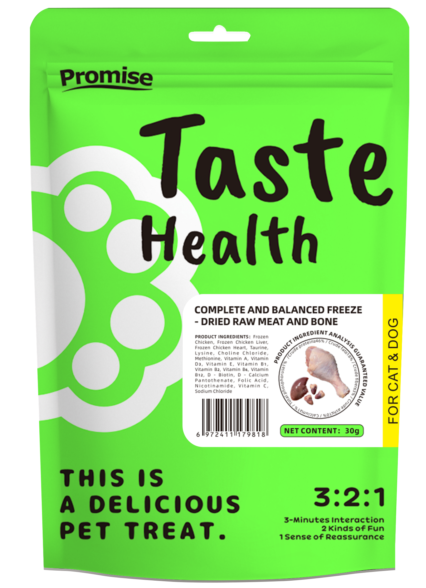Freeze-dried raw meat and bones