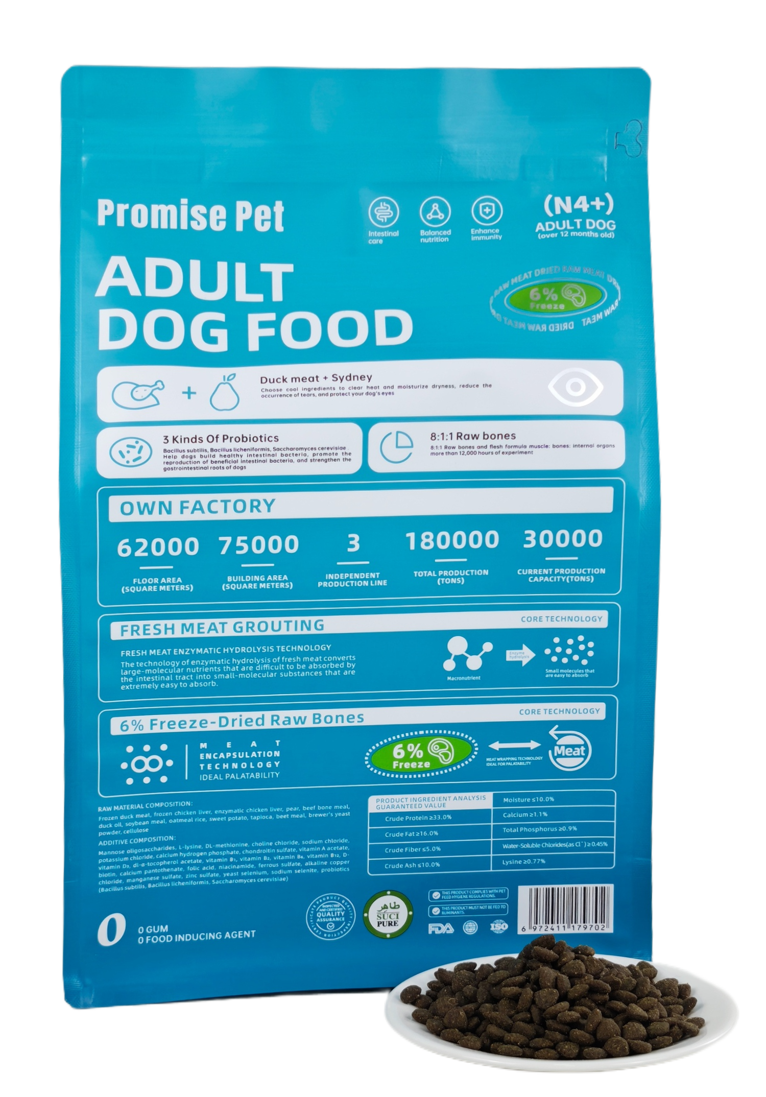 Duck and pear dog food